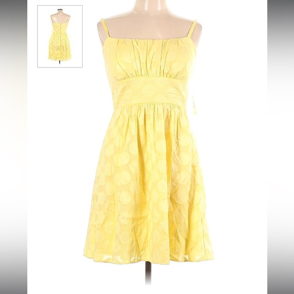 B SMART- yellow polka dot milkmaid dress - Picture 1 of 5